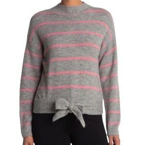 WAYF Tie Waist Mock Neck Striped Sweater NWT